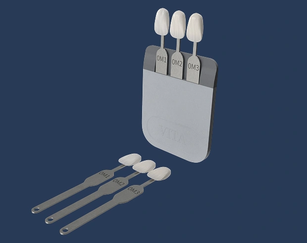Dental instruments displayed: knife-edge scalers and block holder on dark blue background.